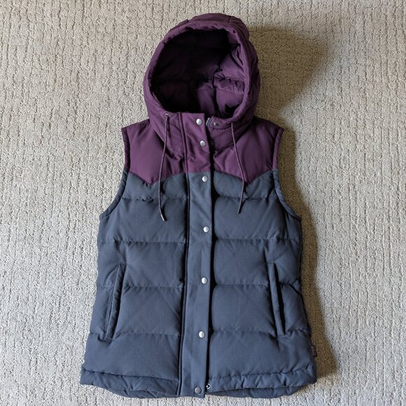 Patagonia Bivy Vest Women's Small 2-tone Smolder Blue & Deep Plum Hooded Puffer - Picture 3 of 7